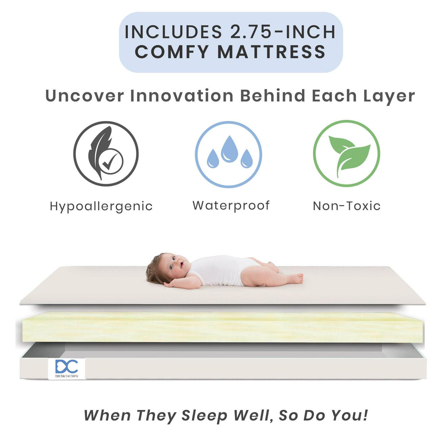 Delta Children NEW Gateway Mini Convertible Baby Crib with Mattress, Dark Chocolate - Image 7