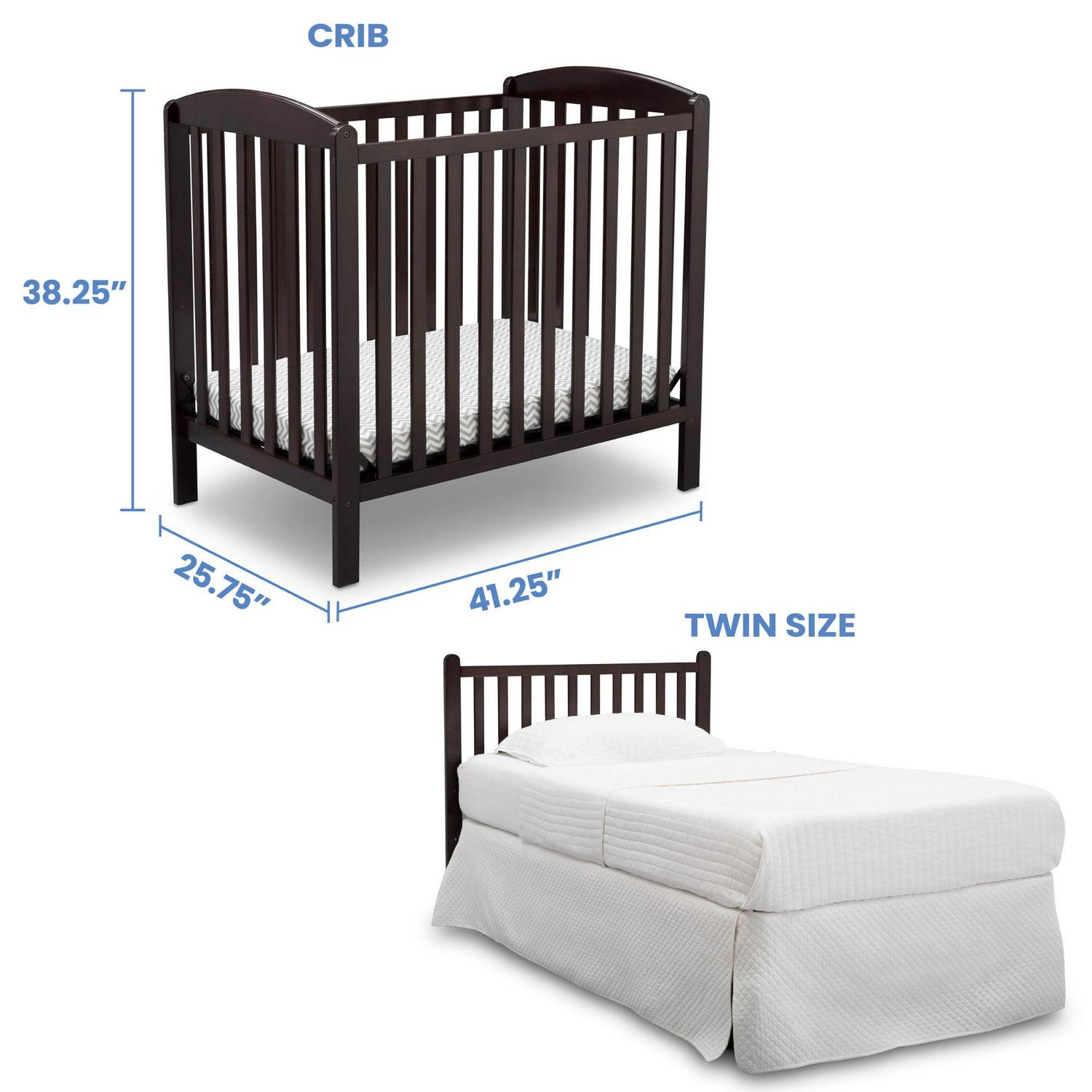 Delta Children NEW Gateway Mini Convertible Baby Crib with Mattress, Dark Chocolate - Image 6