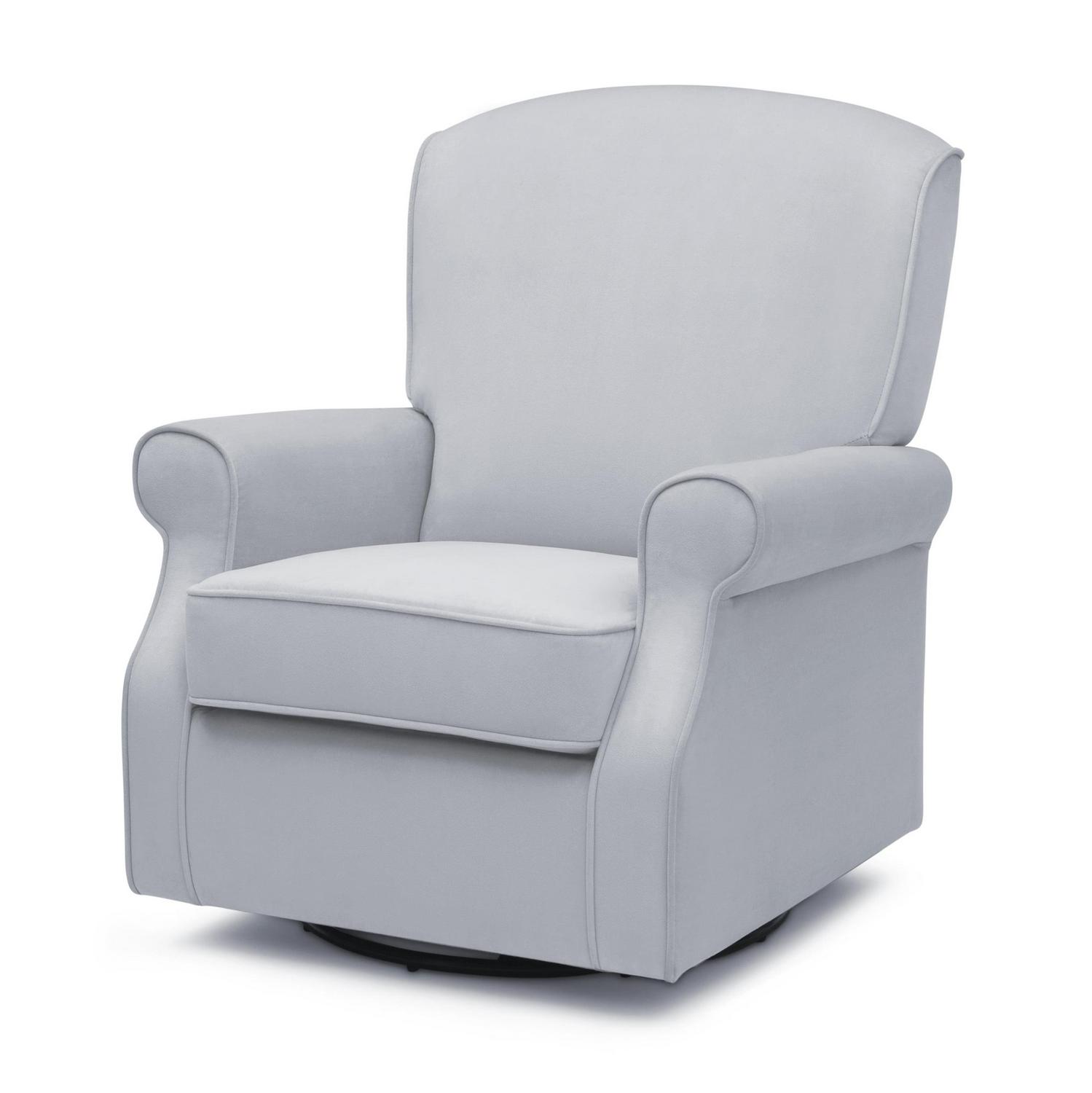 Delta Children Oakley Nursery Glider Swivel Rocker Chair, Dolphin Grey Velvet - Image 9