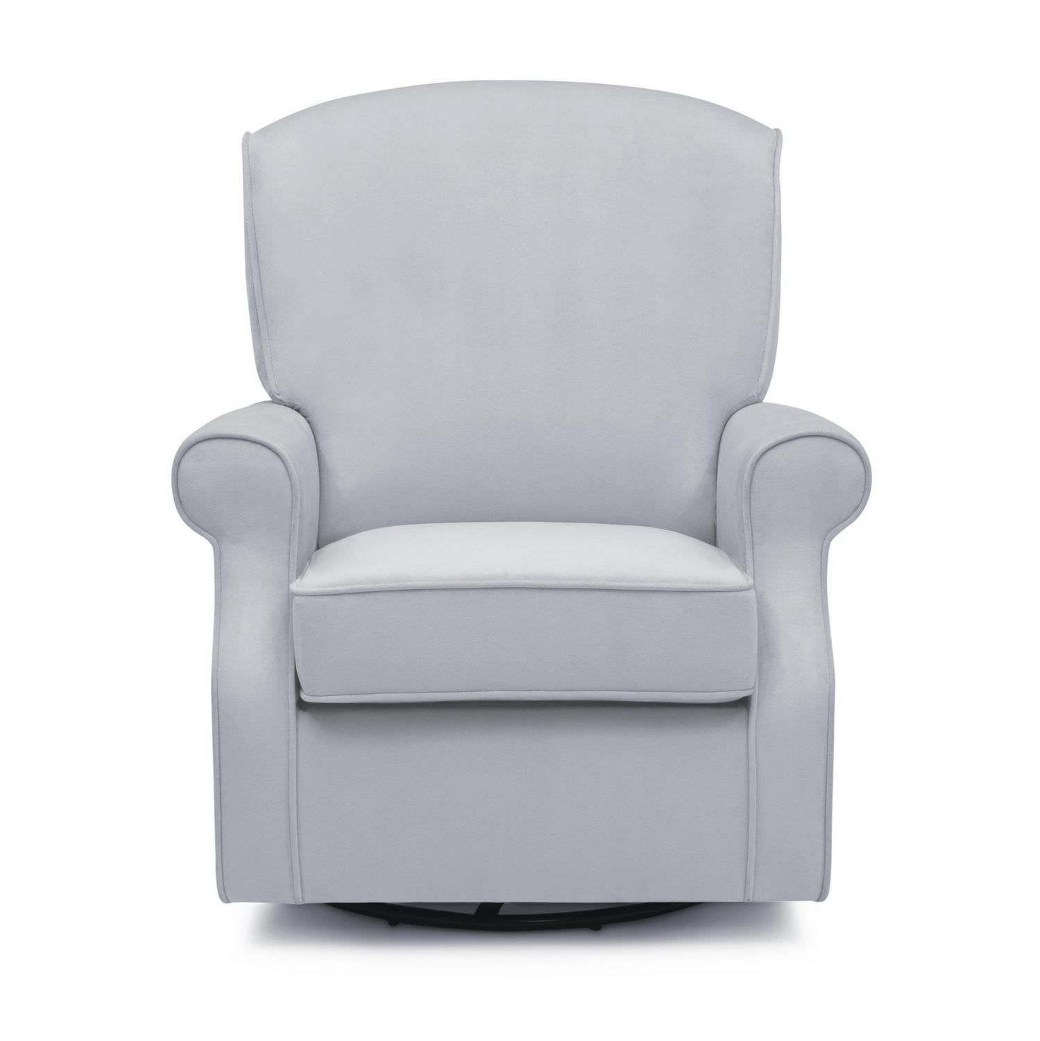 Delta Children Oakley Nursery Glider Swivel Rocker Chair, Dolphin Grey Velvet - Image 7