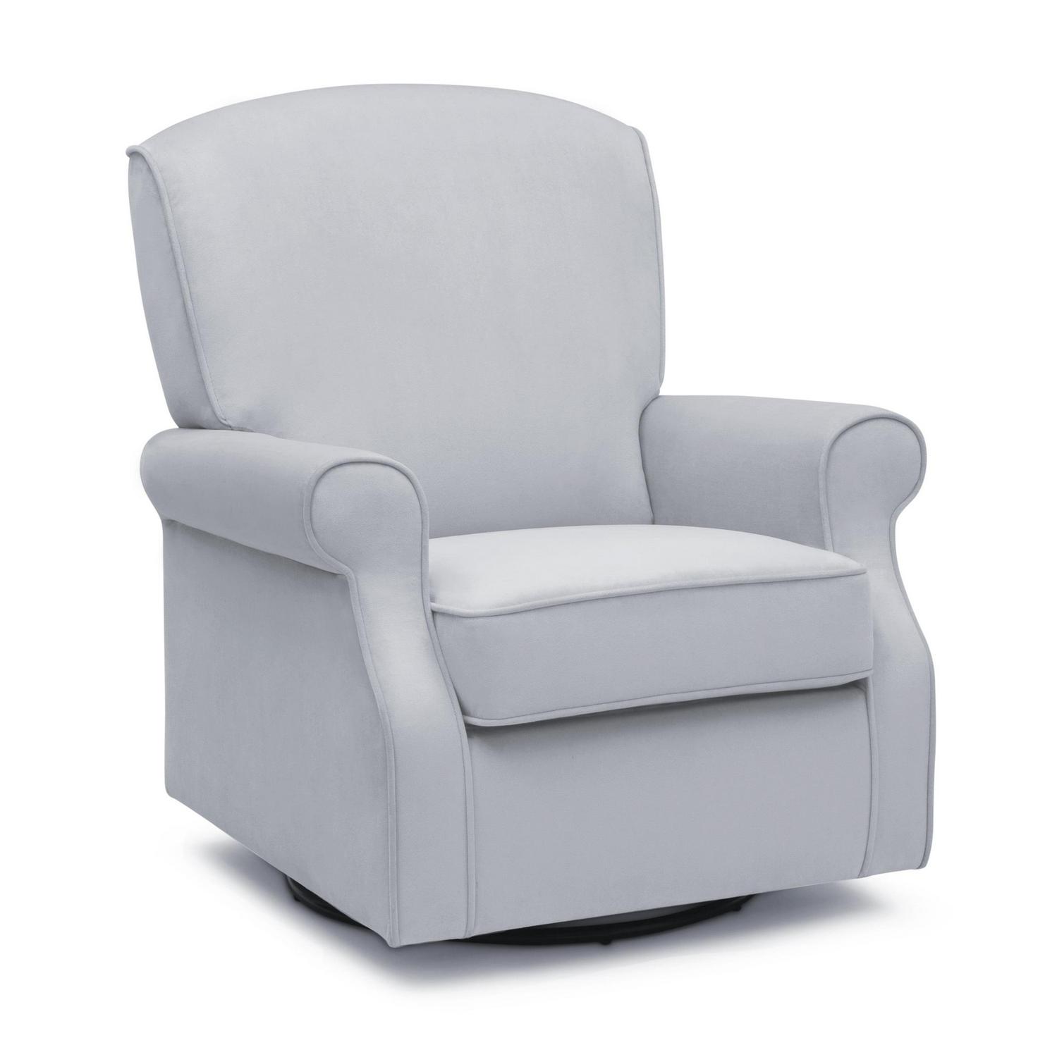 Delta Children Oakley Nursery Glider Swivel Rocker Chair, Dolphin Grey Velvet - Image 8