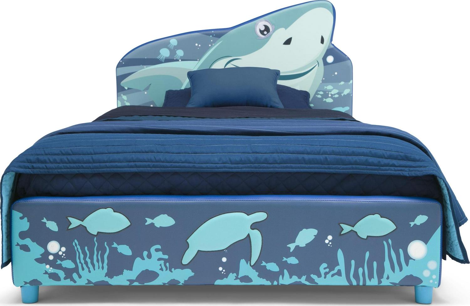Delta Children Shark Upholstered Twin Bed, Blue - Image 7