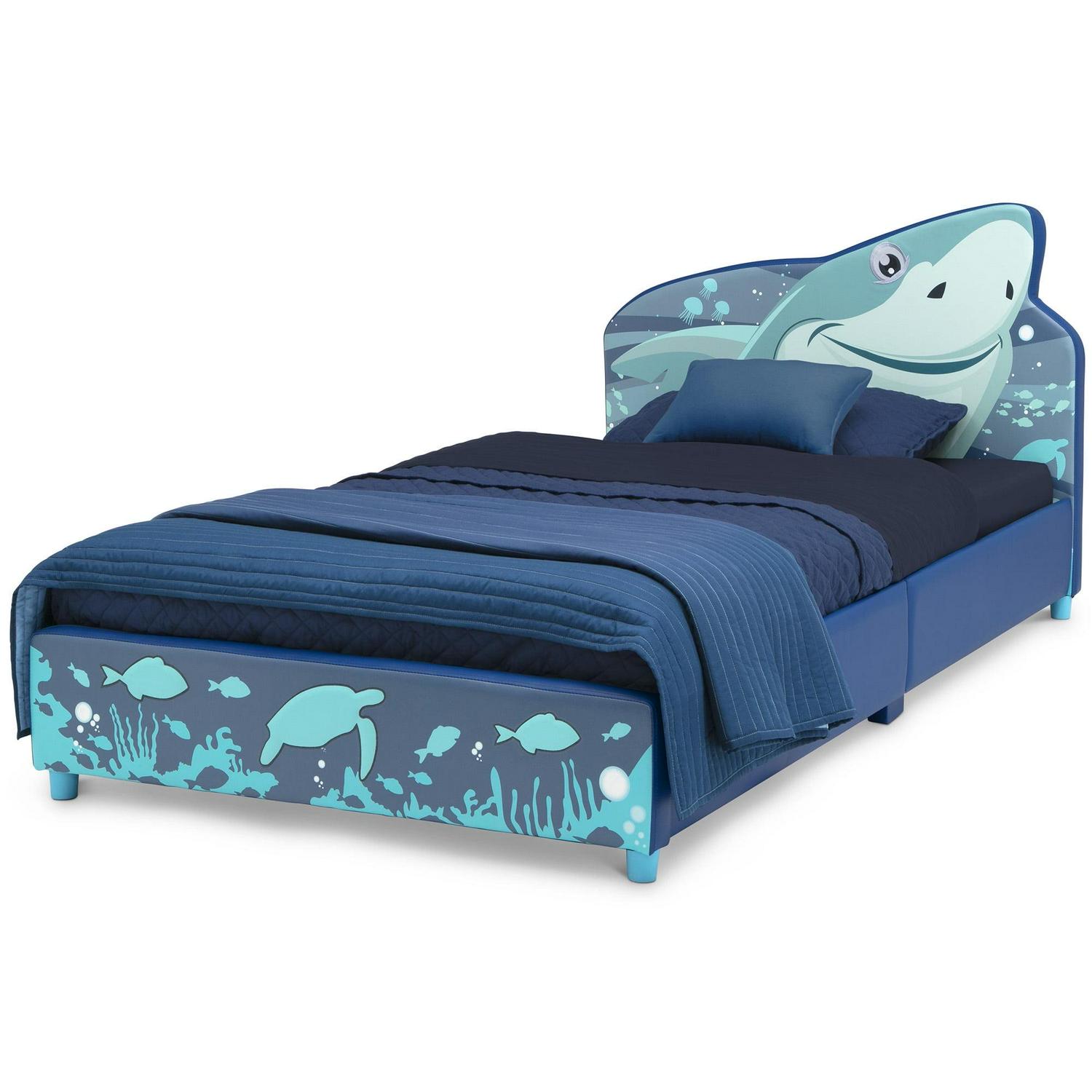 Delta Children Shark Upholstered Twin Bed, Blue - Image 4