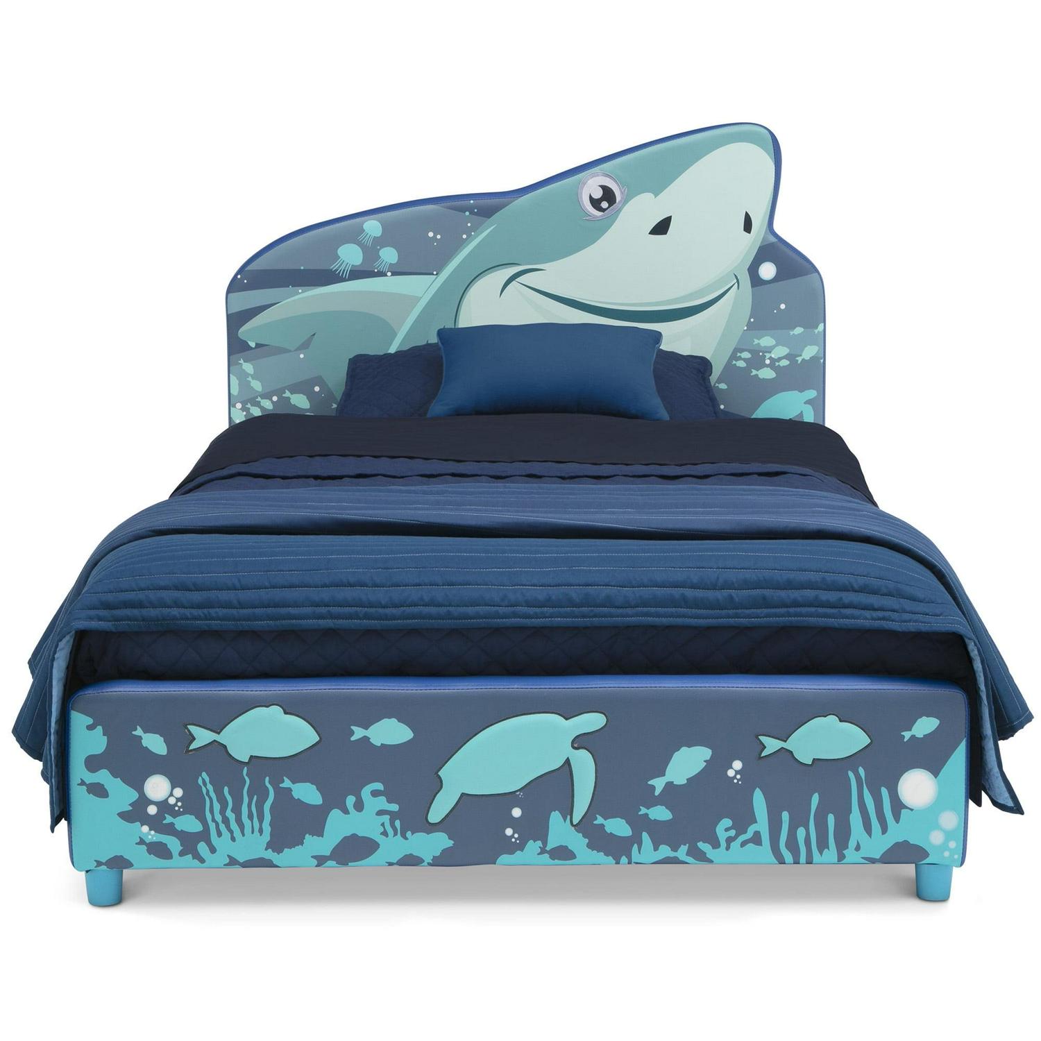 Delta Children Shark Upholstered Twin Bed, Blue - Image 5