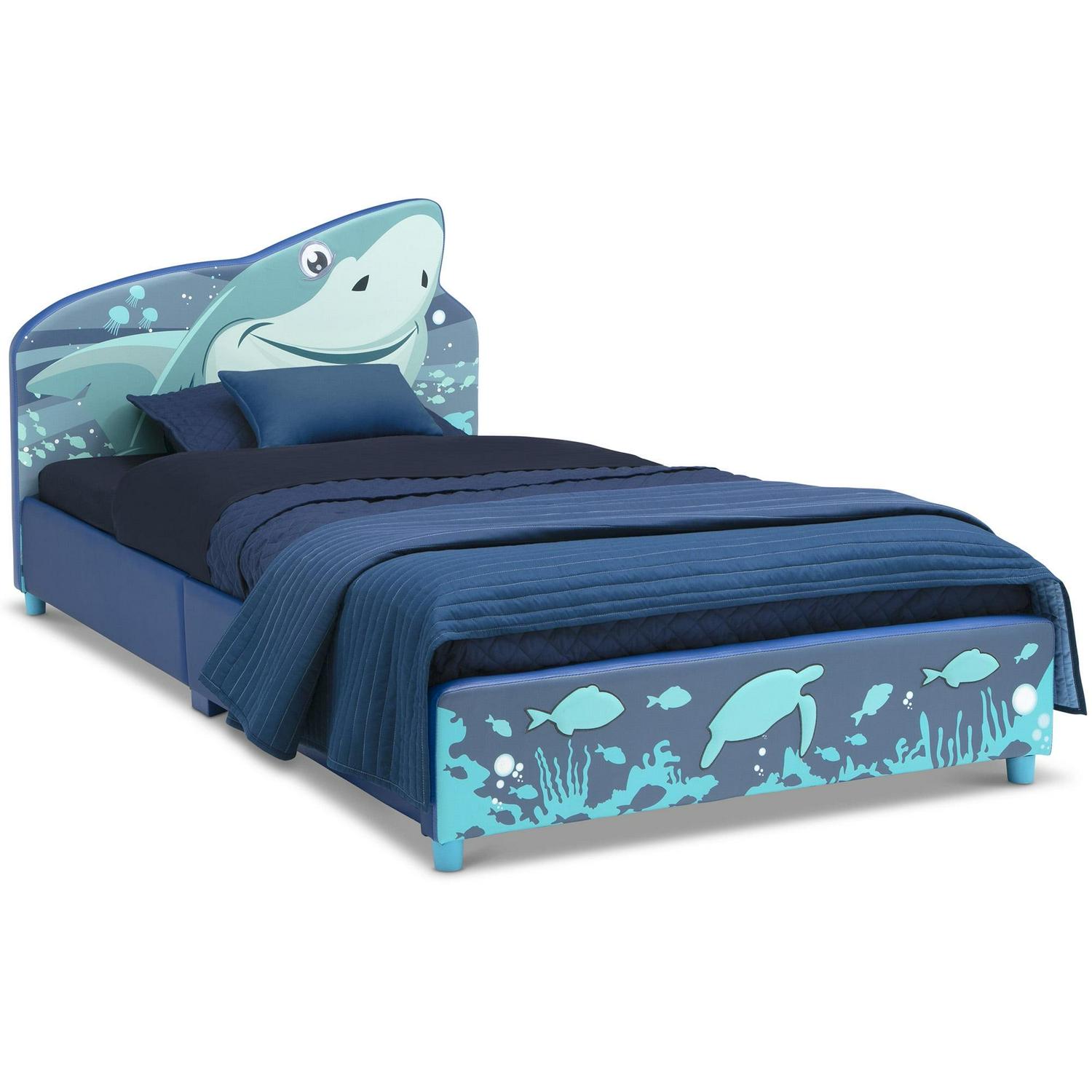 Delta Children Shark Upholstered Twin Bed, Blue - Image 3