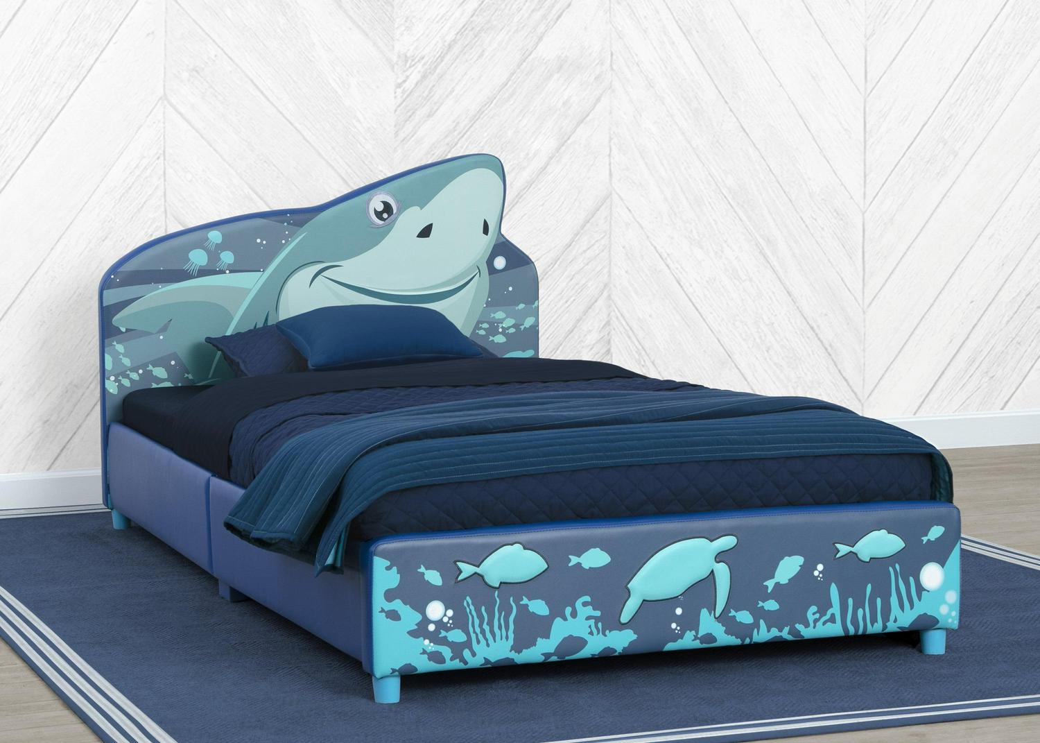 Delta Children Shark Upholstered Twin Bed, Blue - Image 8