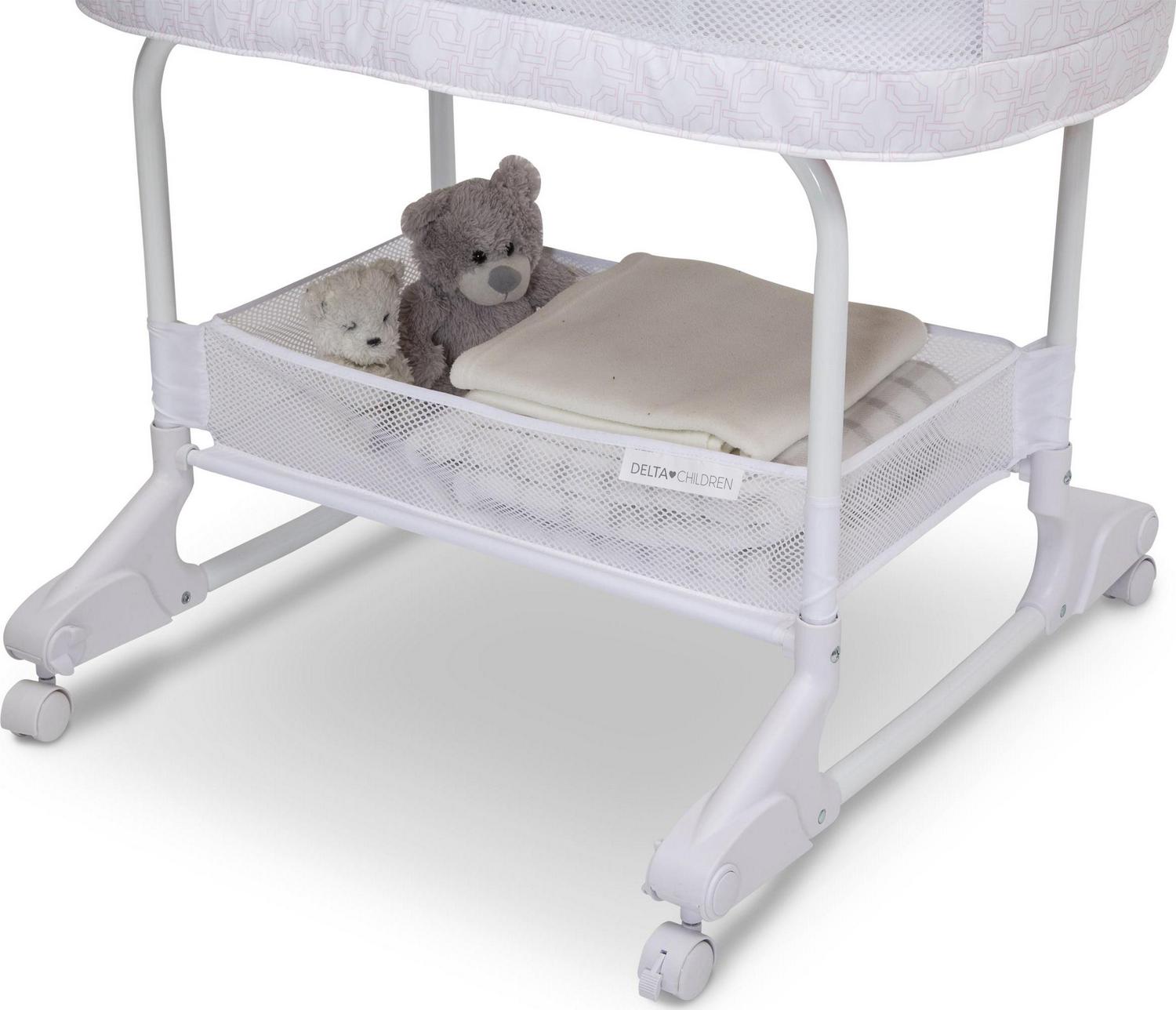 Delta Children SleepCool Rocking Bassinet with Airflow Mesh, Pink Fresco - Image 7