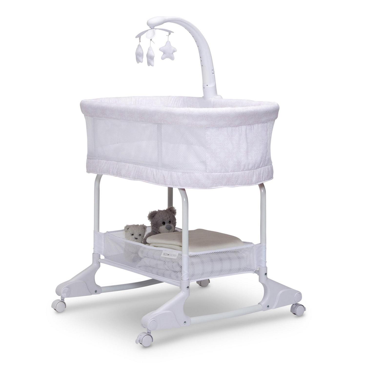 Delta Children SleepCool Rocking Bassinet with Airflow Mesh, Pink Fresco - Image 6