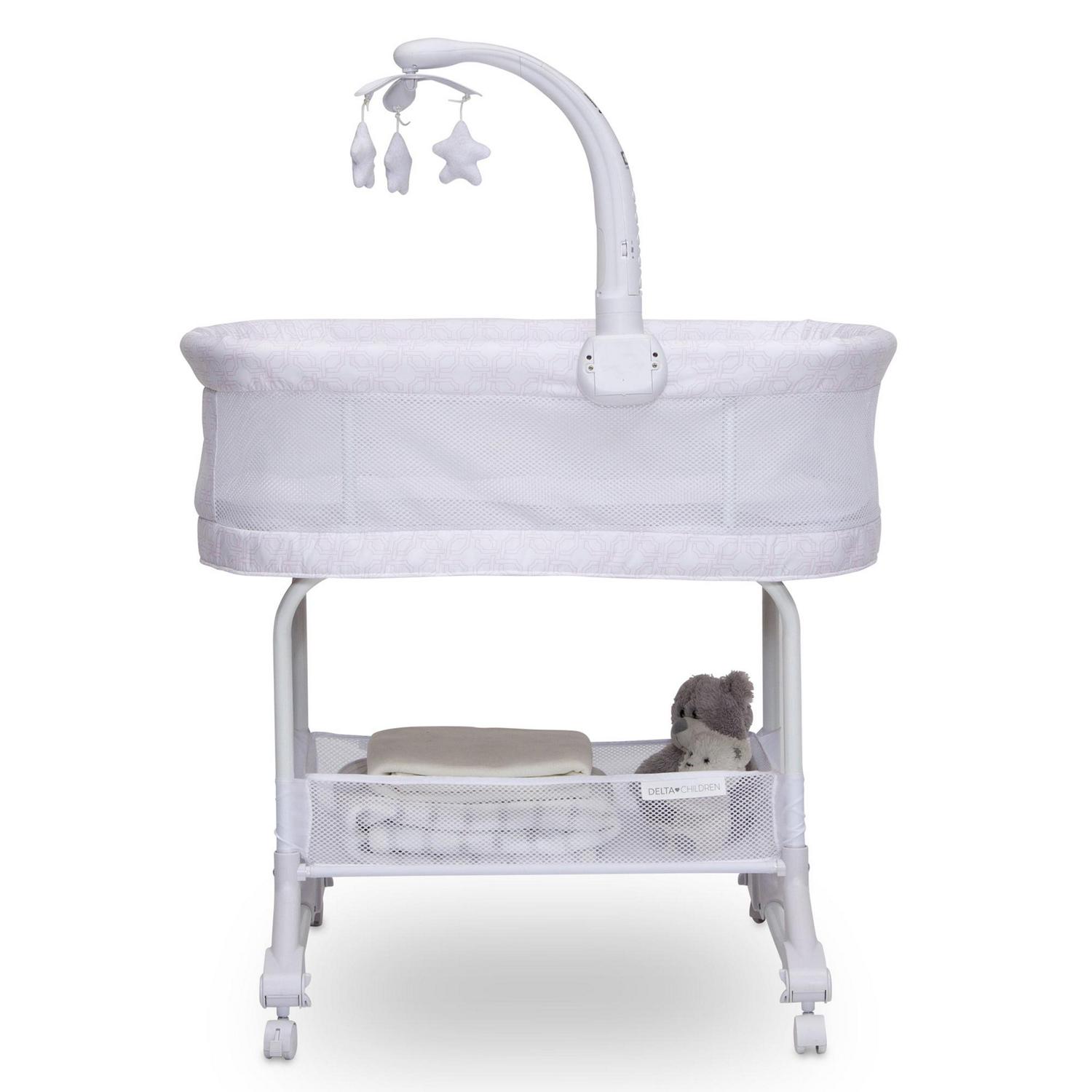 Delta Children SleepCool Rocking Bassinet with Airflow Mesh, Pink Fresco - Image 2