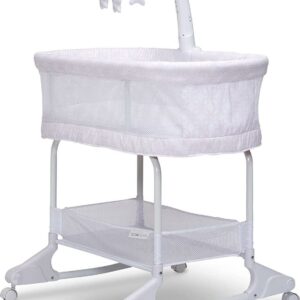 Delta Children SleepCool Rocking Bassinet with Airflow Mesh, Pink Fresco