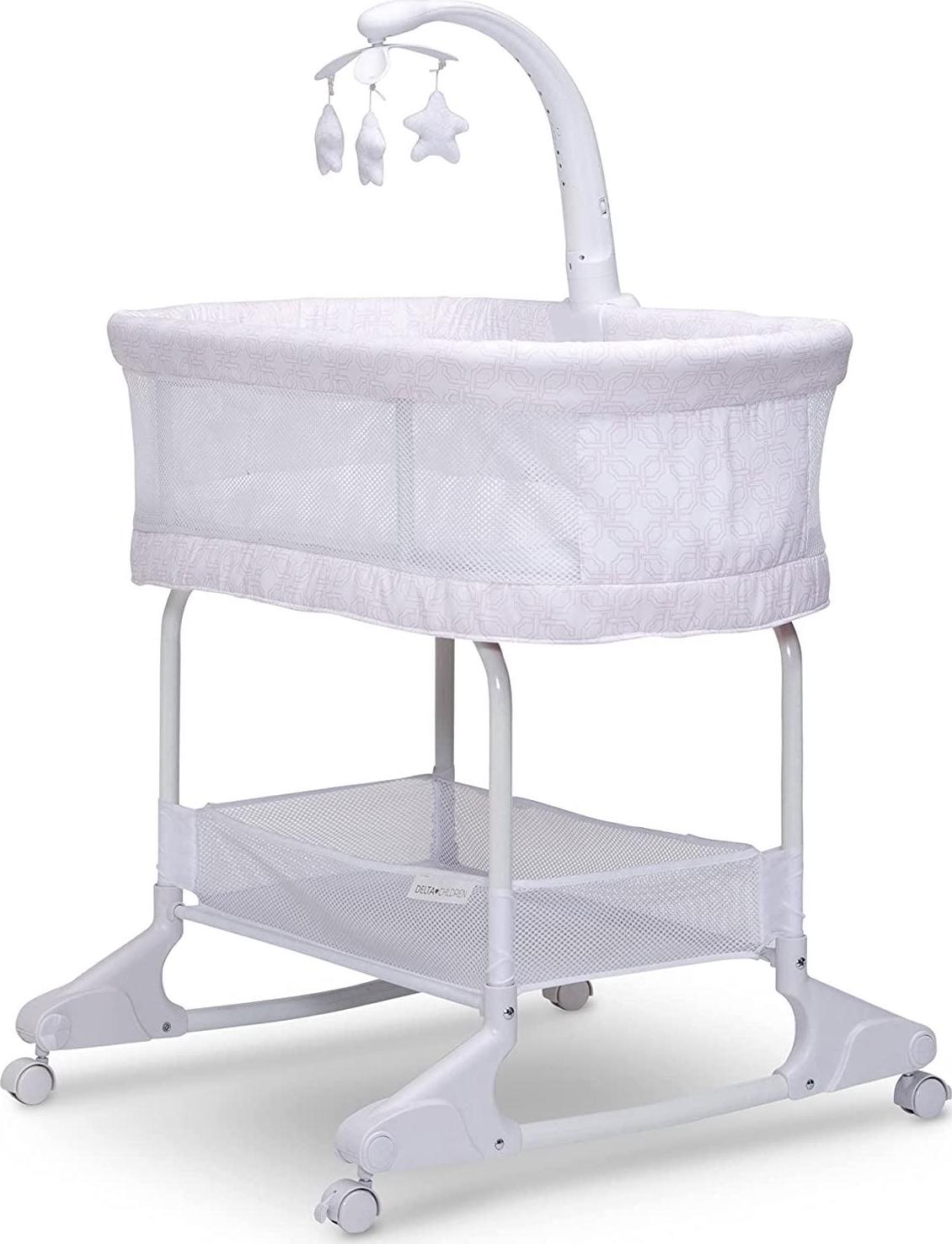 Delta Children SleepCool Rocking Bassinet with Airflow Mesh, Pink Fresco