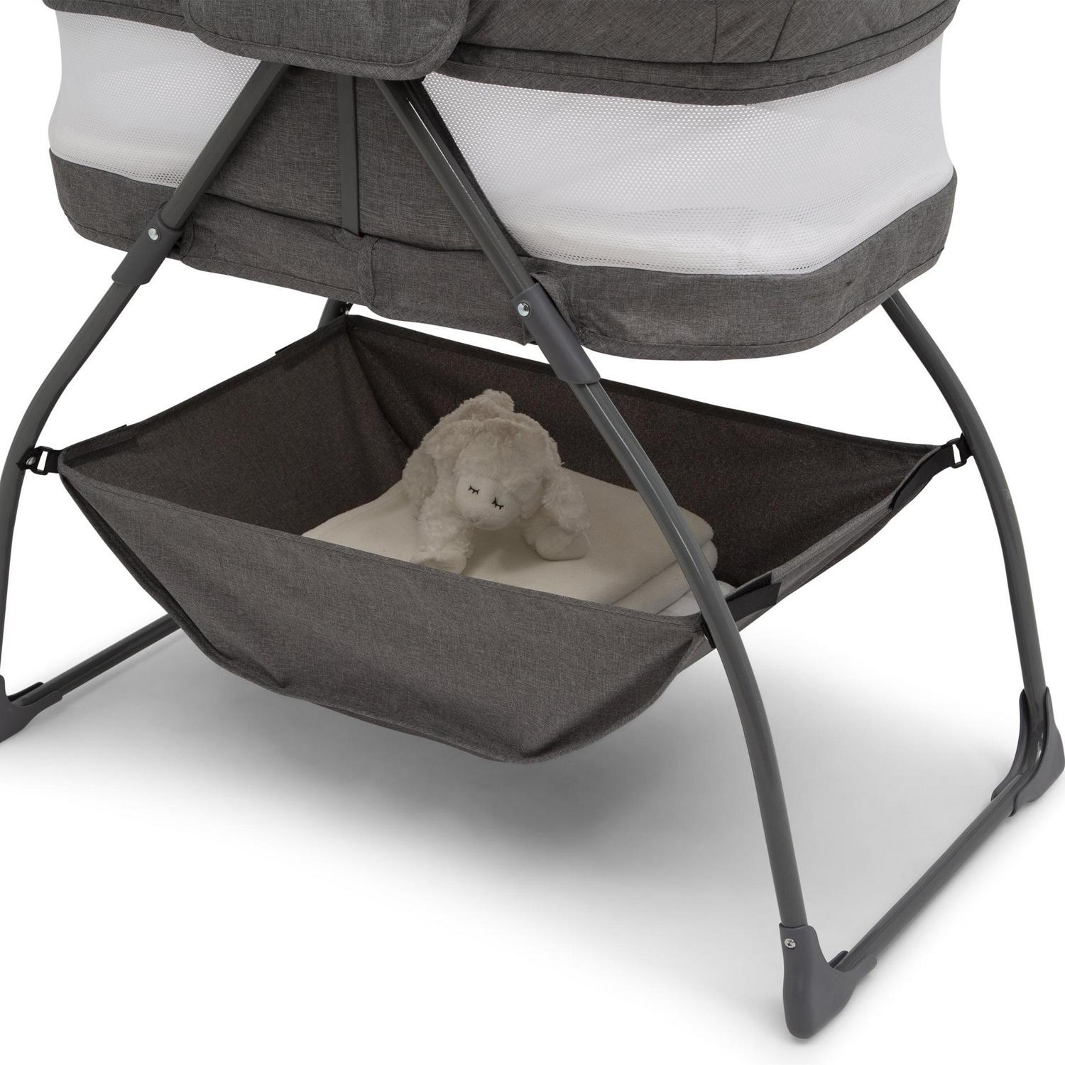 Delta Children TravelMate Compact Fold Bassinet - Features Lights, Sounds and Vibration, Grey Tweed - Image 11
