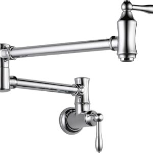 Delta Faucets Victorian Dual Swing Pot Filler Wall Faucet, Chrome | 1177LF