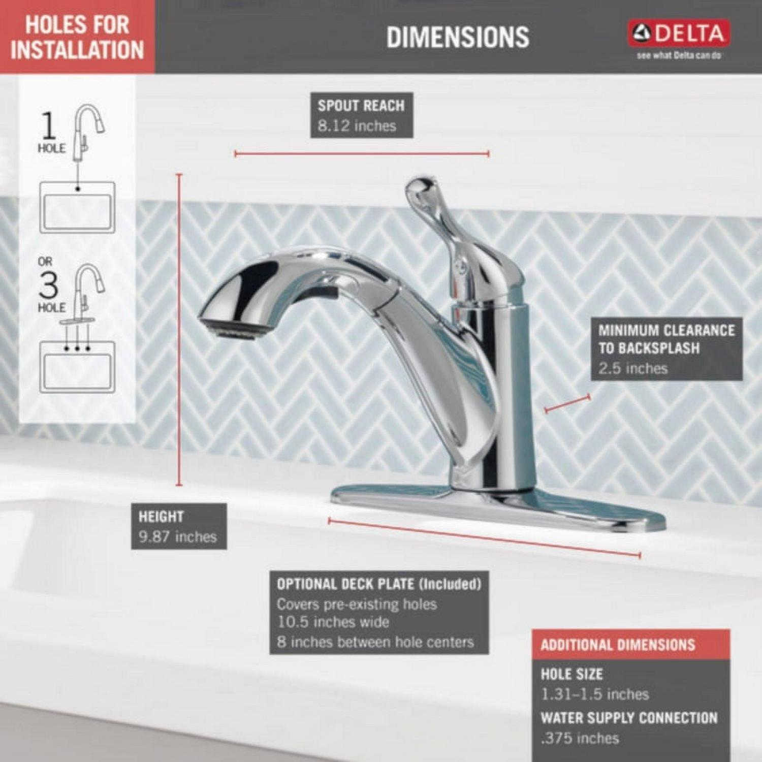 Delta Grant One Handle Chrome Pull Out Kitchen Faucet - Image 3