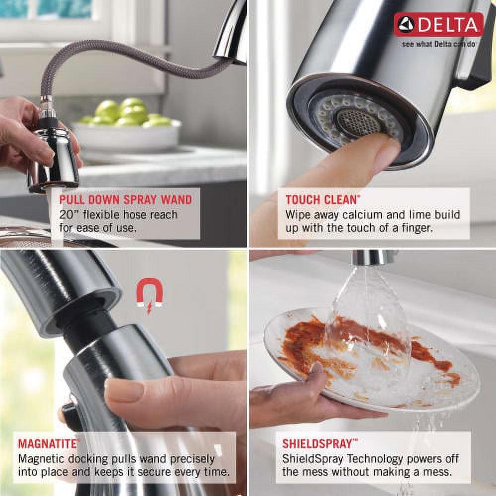 Delta Mateo Single Handle Pull-Down Kitchen Faucet with ShieldSpray Technology, Chrome - Image 6