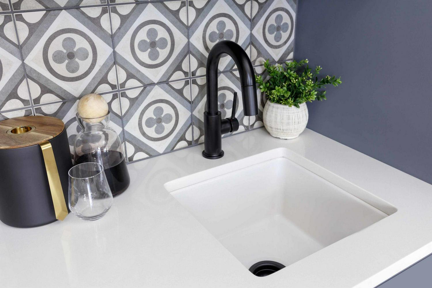 Delta Trinsic Single Handle Pull-Down Bar/Prep Faucet, Black Stainless - Image 6