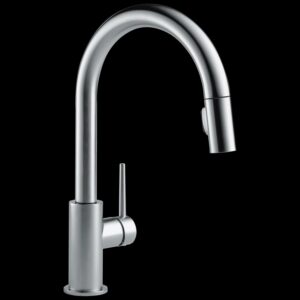 Delta Trinsic Single Handle Pull-Down Kitchen Faucet in Arctic Stainless 9159-AR-DST