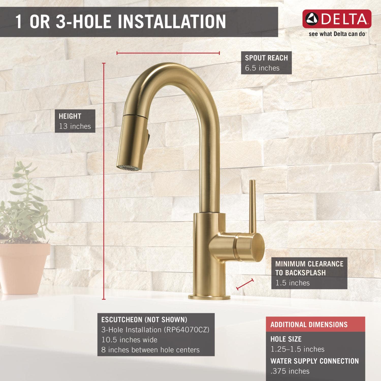 Delta Trinsic Single Handle Pull-Down Bar/Prep Faucet, Black Stainless - Image 5