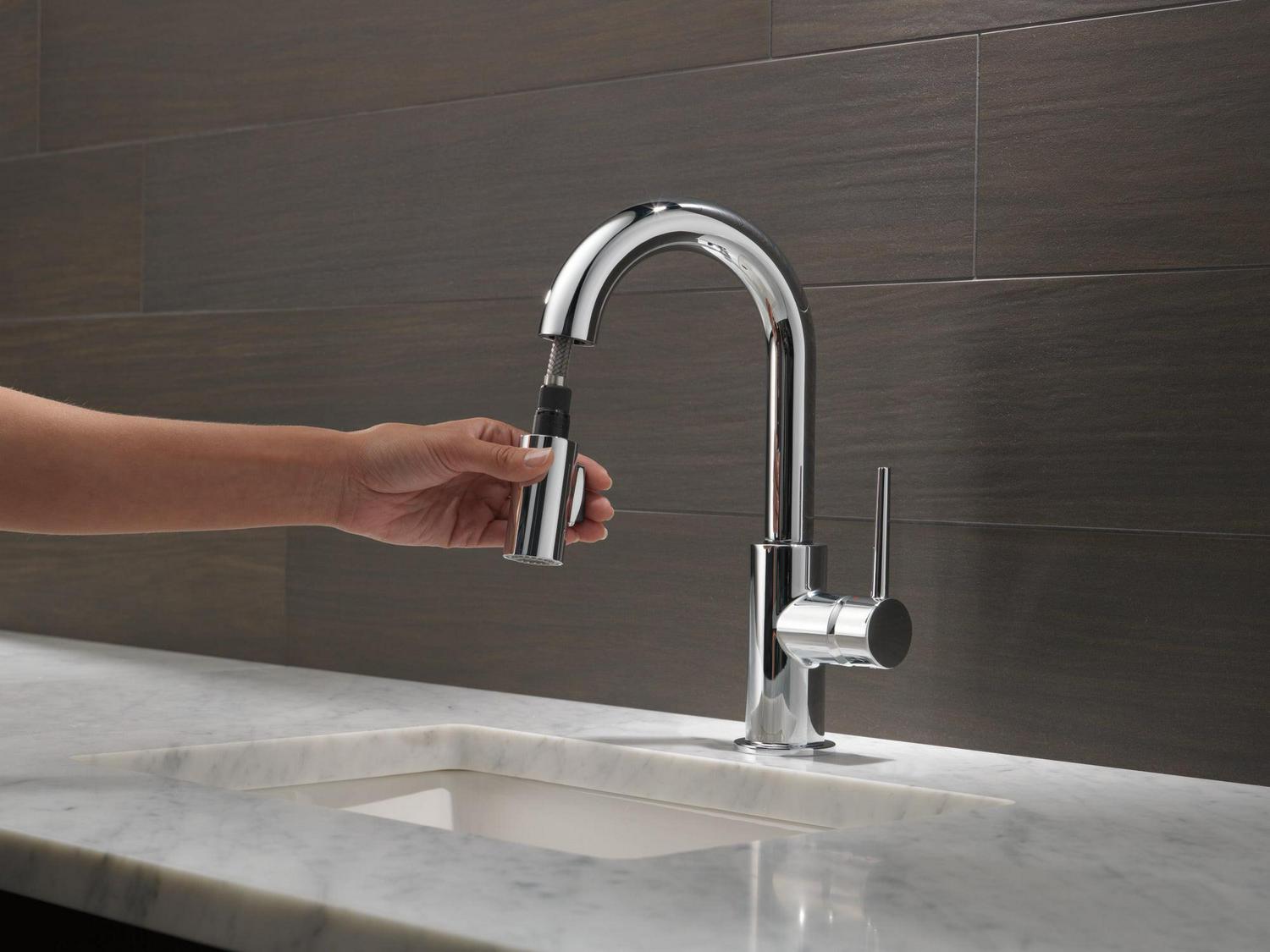 Delta Trinsic Single Handle Pull-Down Bar / Prep Faucet in Chrome 9959-DST - Image 5