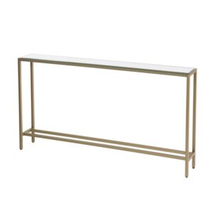 Derkkin Narrow Long Console Table with Mirrored Top, Gold