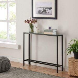 Derkkin Narrow Mini Console Table, Transitional, Black
