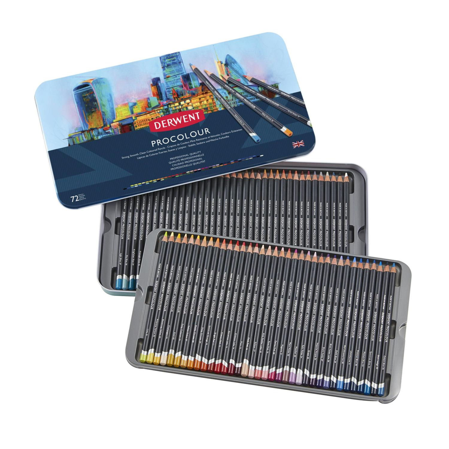 Derwent Procolour Pencil Set, 72-Pencil Tin Set