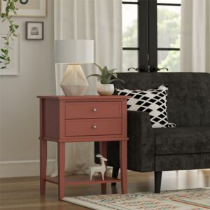 Desert Fields Eclectic Boho Accent Table with 2 Drawers, Terracotta