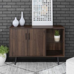 Desert Fields Evangeline Asymmetrical Buffet TV Stand for TVs up to 48", Dark Walnut
