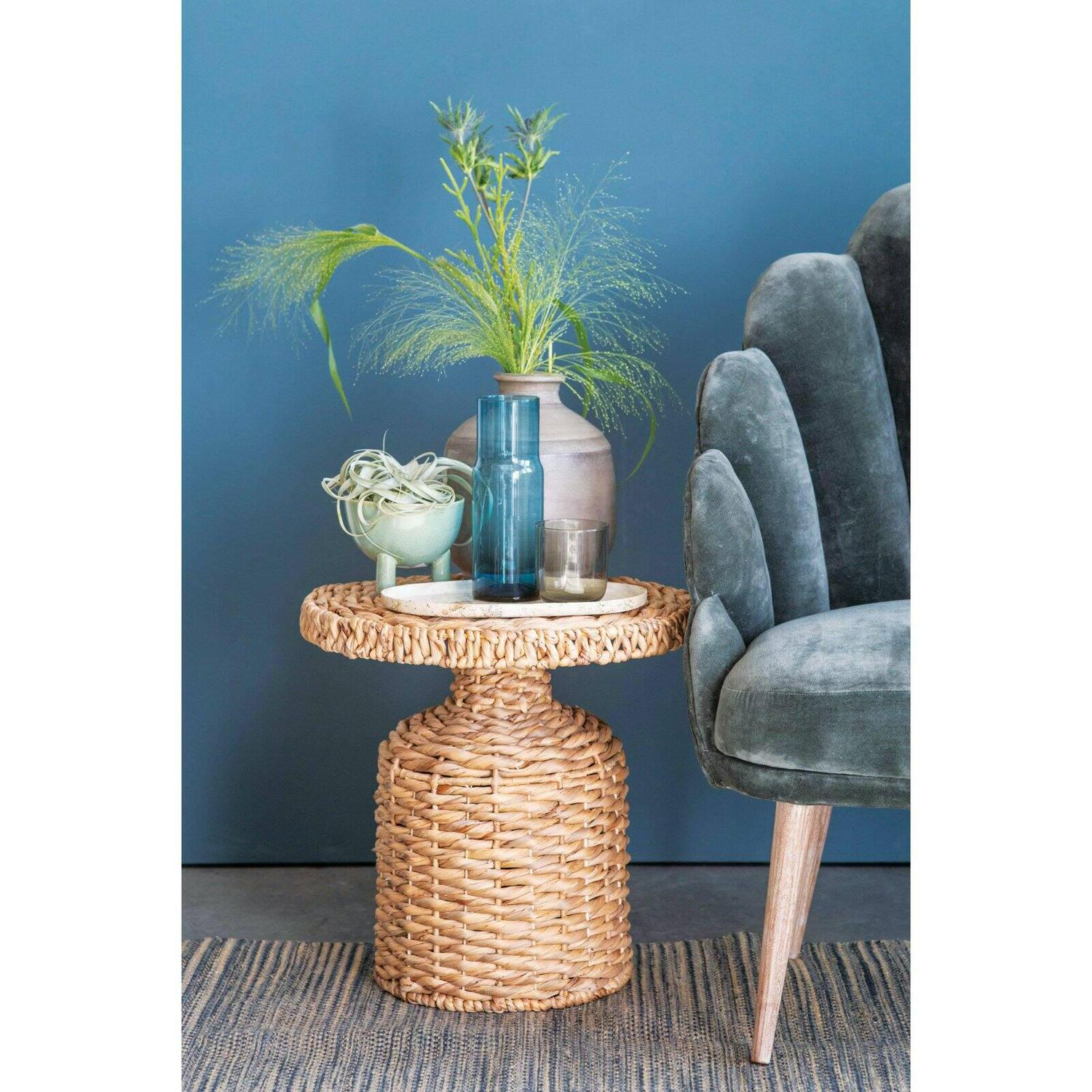 Bloomingville Hand-Woven Water Hyacinth Table, Natural - Image 5