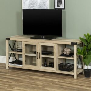 Desert Fields Magnolia 2-Door TV Stand, White Oak