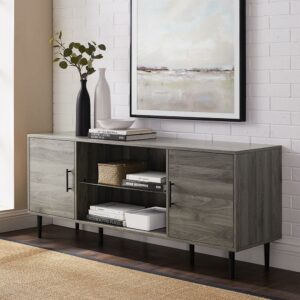 Walker Edison Mid Century 2-Door TV Stand for TVs Up to 68", Slate Grey