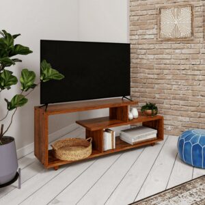 Walker Edison Modern Solid Wood TV Stand for TVs up to 50" - 60", Amber