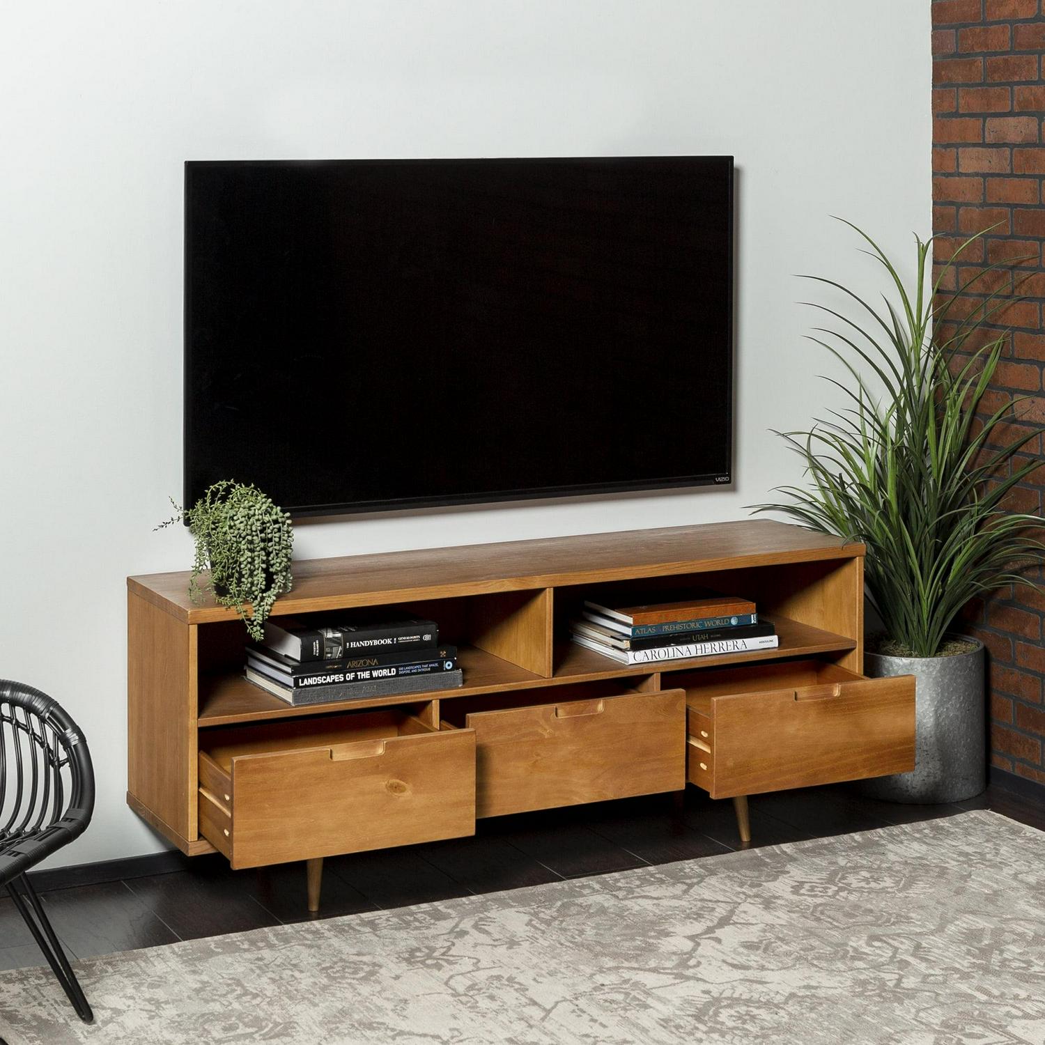 Walker Edison TV Stand for TVs up to 65", Caramel - Image 4