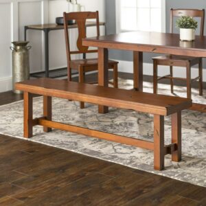 Desert Fields Transitional Wood Backless Dining Bench, Dark Oak