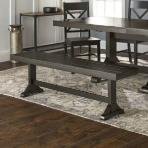 Walker Edison 60" Traditional Wood Antique Bench, Antique Black