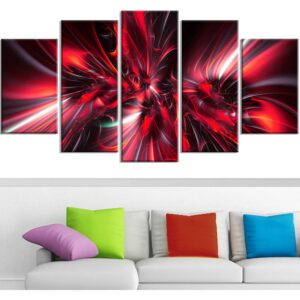 Design Art Red Implosion, 5 Pieces, 60" x 32"