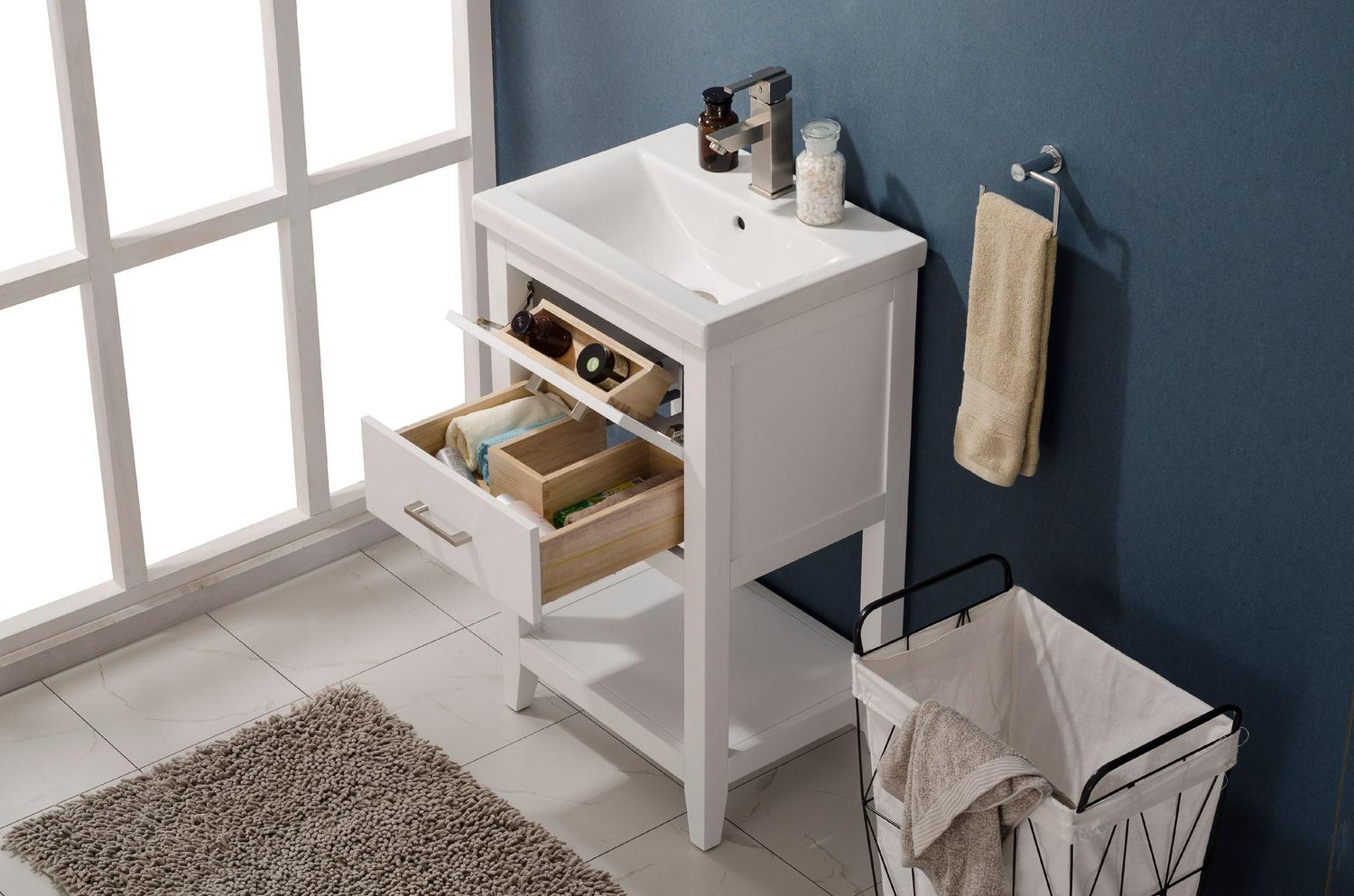 Design Element Cara 20" Single Sink Bathroom Vanity In White - Image 2