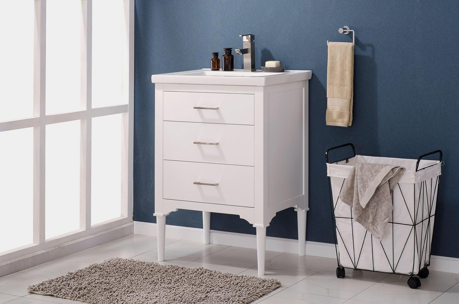 Design Element Mason 24" Single Sink Bathroom Vanity in White - Image 3