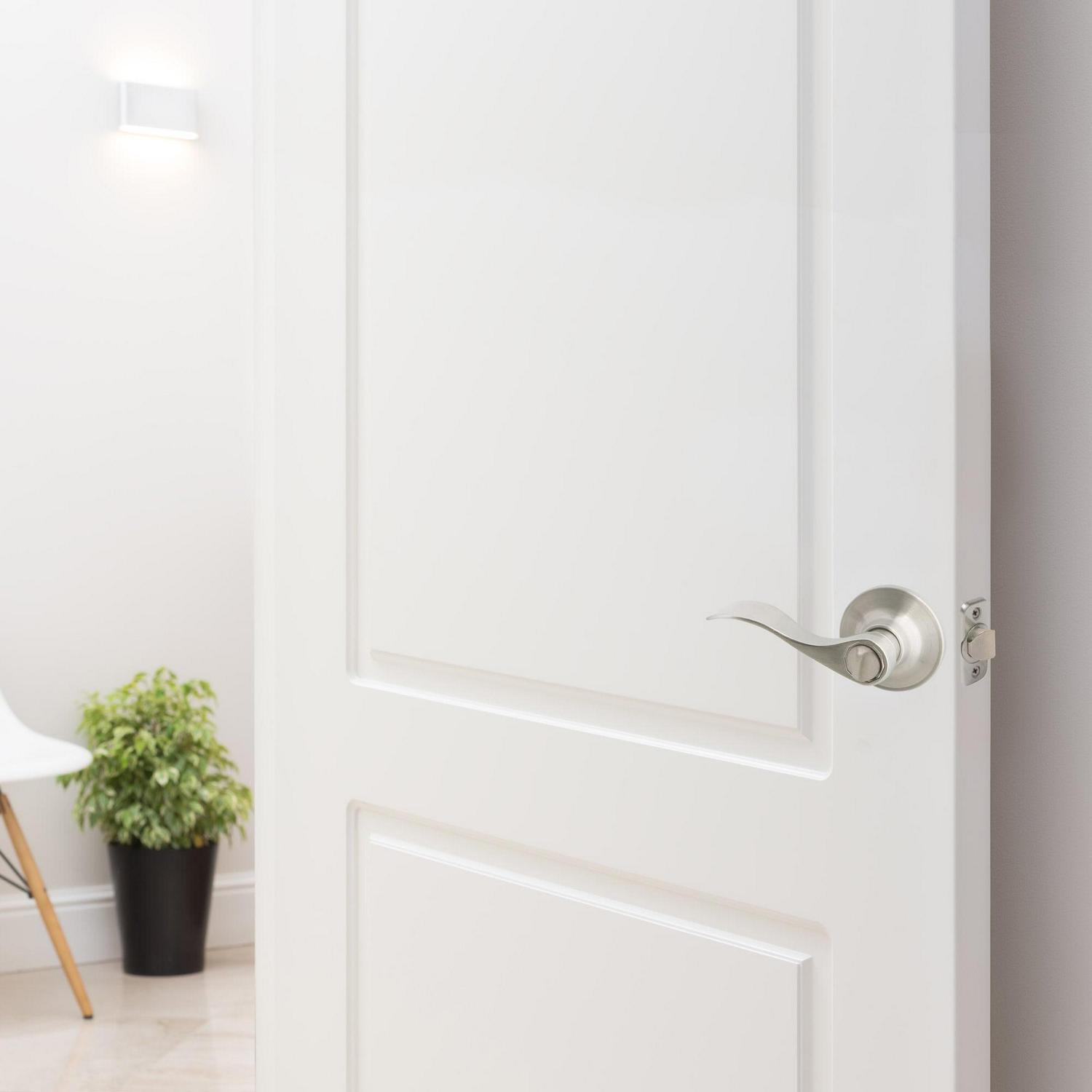 Design House Springdale 8-Pack Universal Interior Bed/Bath Privacy Door Handle, Satin Nickel - Image 3