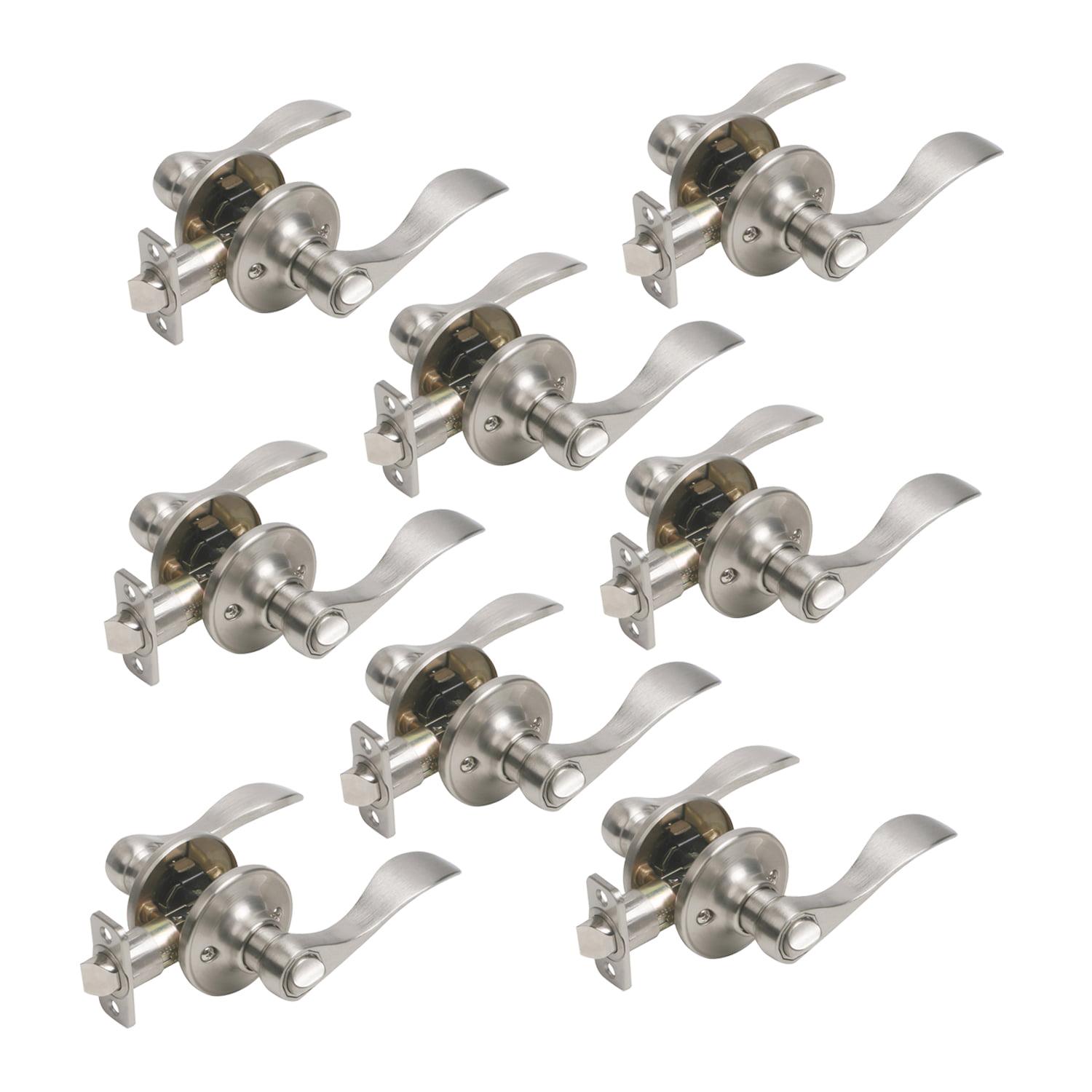 Design House Springdale 8-Pack Universal Interior Bed/Bath Privacy Door Handle, Satin Nickel
