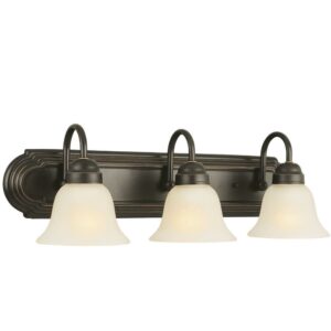 Design House Allante Traditional 3 Light Oil Rubbed Bronze Dimmable Vanity Light with Frosted Glass Shades