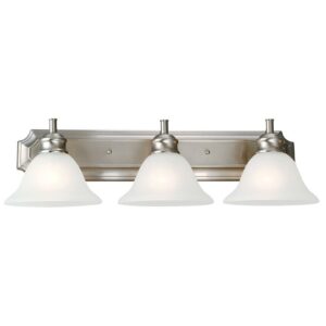 Design House 510263 Bristol Vanity Light Dimmable with Frosted Glass for Above Bathroom Mirror, Satin Nickel, 3-Light