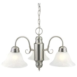 Design House 511543 Millbridge Traditional 3-Light Indoor Dimmable Chandelier with Alabaster Glass Shades for Entryway Foyer Dining Room, Satin Nickel