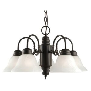 Design House Millbridge 5-Light Traditional Indoor Dimmable Chandelier with Clear Ribbed Glass, Oil Rubbed Bronze