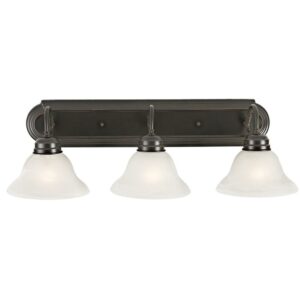 Design House Millbridge 3 Light Oil Rubbed Bronze Dimmable Vanity Light with Frosted Glass Shades