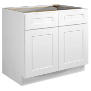 Design House Brookings Solid Wood Ready to Assemble Shaker Kitchen Base Cabinet (42 x 34.5 x 24), Sherwin Williams® White