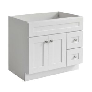 Design House Brookings 36" Ready to Assemble Solid Wood Bathroom Vanity Cabinet, Sherwin Williams® White