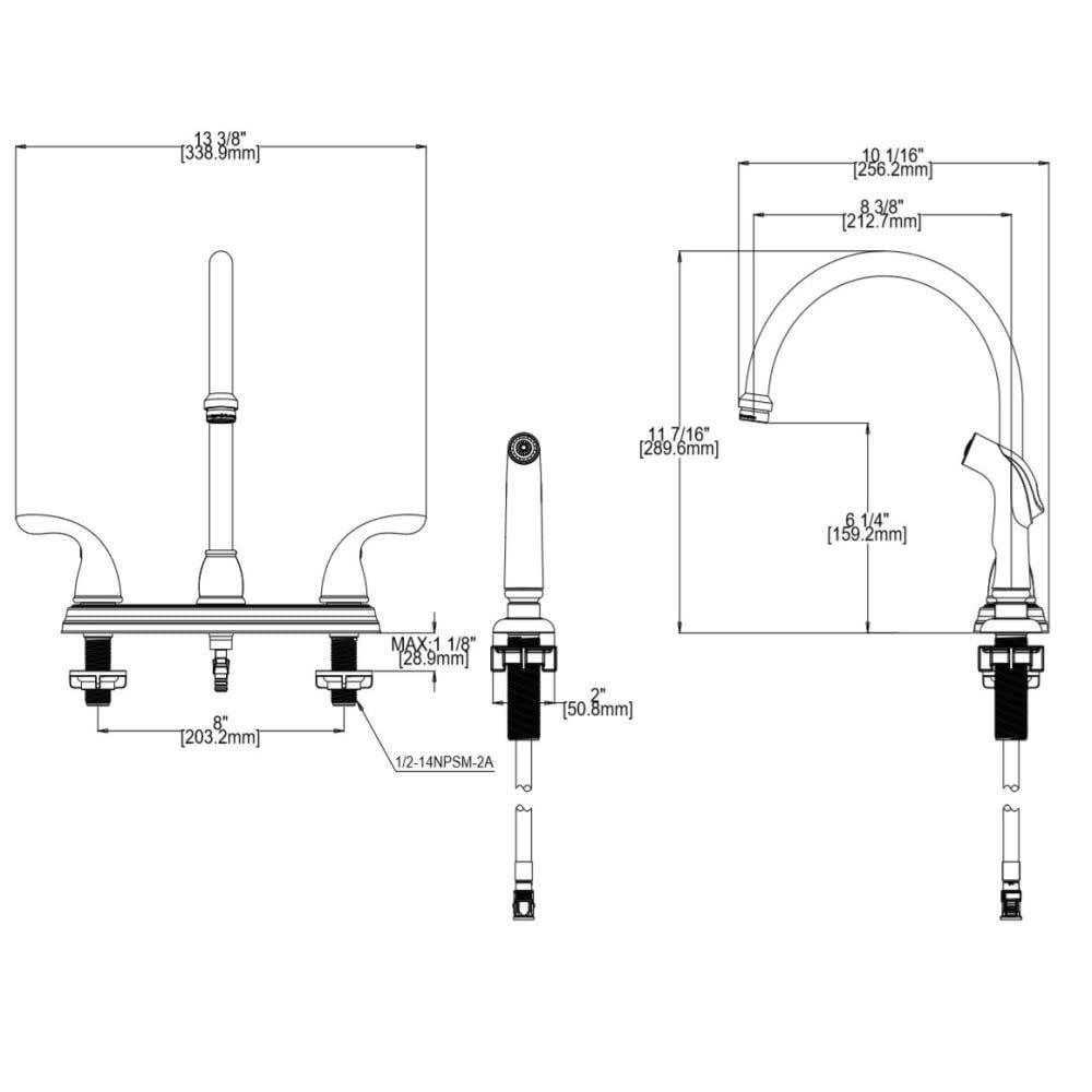 Design House Ashland 2-Handle Standard Kitchen Faucet with Side Sprayer in Polished Chrome - Image 4