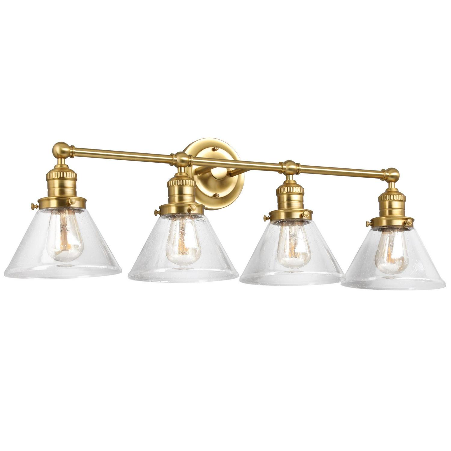 Augustin 35" Satin Gold 4-Light Dimmable Vanity Light With Seeded Glass Shades - Image 5