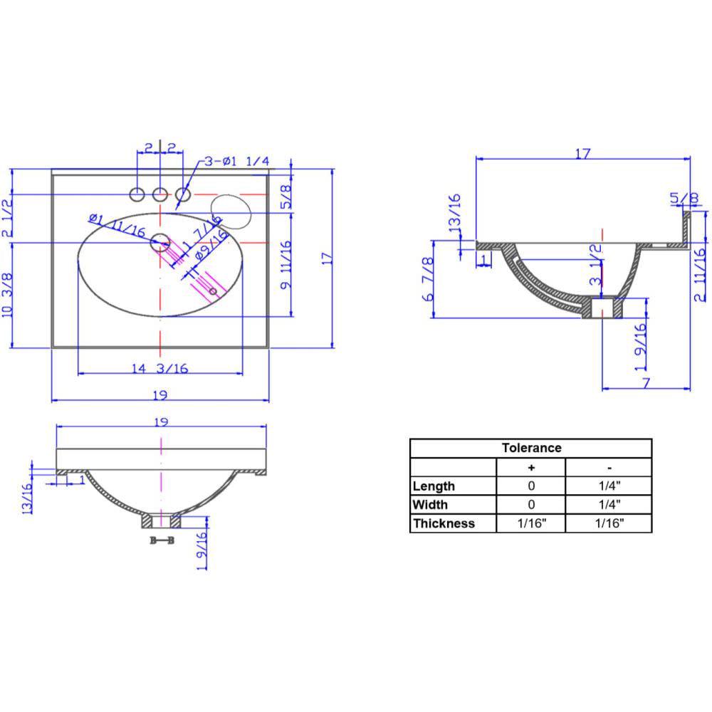 Design House Cultured Marble 19" x 17" Single Bowl Vanity Top with Centerset Mount and Backsplash, White - Image 5